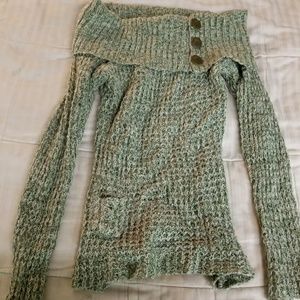Green off the shoulder sweater